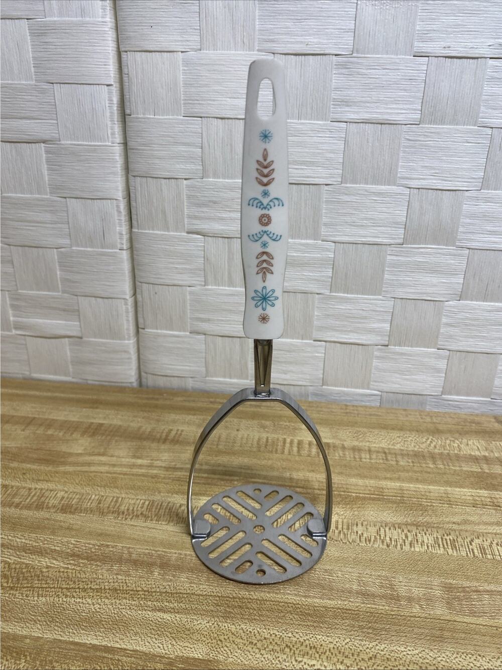 Vintage EKCO Stainless USA Potato Masher 70's Flower Kitchen MCM
